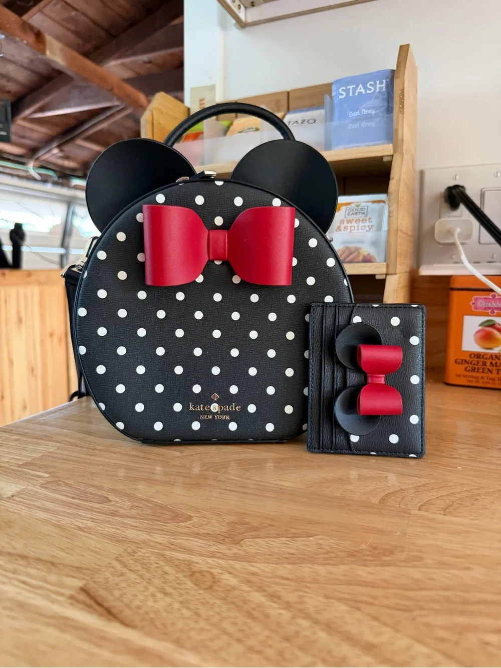 kate spade Black Polka Dot Minnie Bow Backpack & Cardholder Set